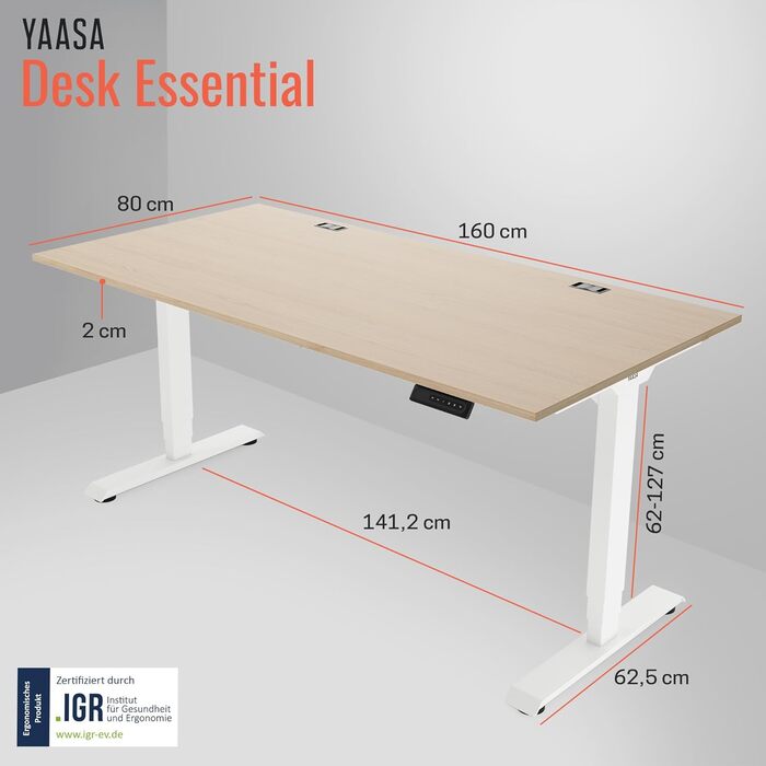 Стол Yaasa Desk Lite регульований по висоті 100x60 см, чорний – електричний офісний стіл з автопідйомом, пам'яттю та кабелепроводом. Ідеально для дому та офісу