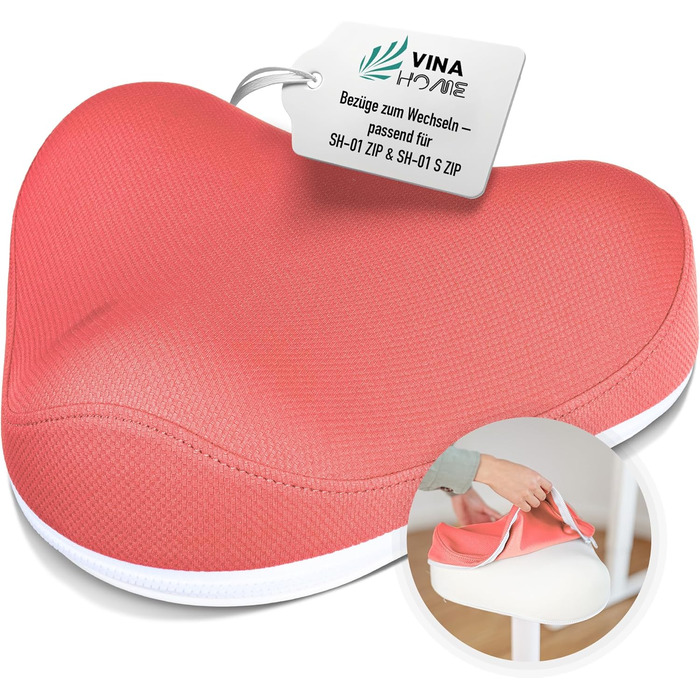 Офісний стілець SH-01 Zip з знімним чохлом | Ергономічний стілець для роботи та відпочинку | З сертифікацією IGR | Регульована висота (58-83 см) | Рожевий