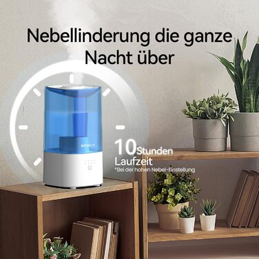 Зволожувач повітря автоматичний для спальні та великих приміщень 4.5л з таймером, сенсором вологості, до 18 годин роботи, автовимкнення, 360° розпилення (Чорний)