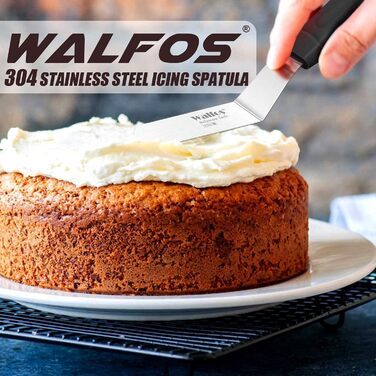 Лопатка Walfos для прикраси глазурі, лезо з нержавіючої сталі, лопатка, ніж для випічки та палети для прикраси торта, універсальна для дому, пекарні або кухні (15 см) Кут 15 см під кутом