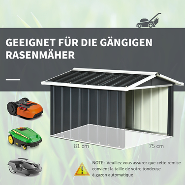 Металевий навіс для робота-газонокосарки, стійкий до іржі, 86 x 100 x 63 см, темно-сірий