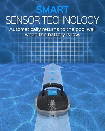 Робот для басейну акумуляторний бездротовий, Poolsauger Roboter з подвійним двигуном, автоматичне паркування, для плоских басейнів до 80 м², 100 хв роботи, подвійна фільтрація, темно-сірий