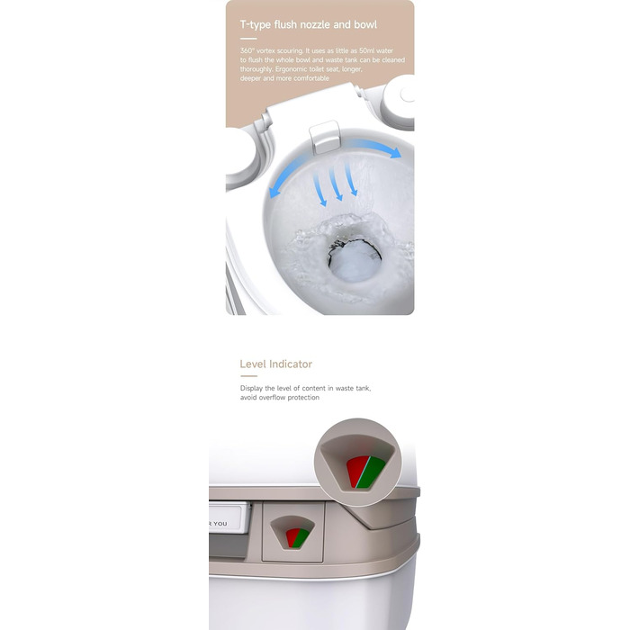 Seaflo LIGHTEU 18L портативна інжекційна туалет для кемпінгу, автодому та відпочинку на природі