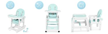 Дитячий стільчик Ricokids Sinco 5в1 - регульований, з функцією гойдання, 3 положення спинки (Турквіс)