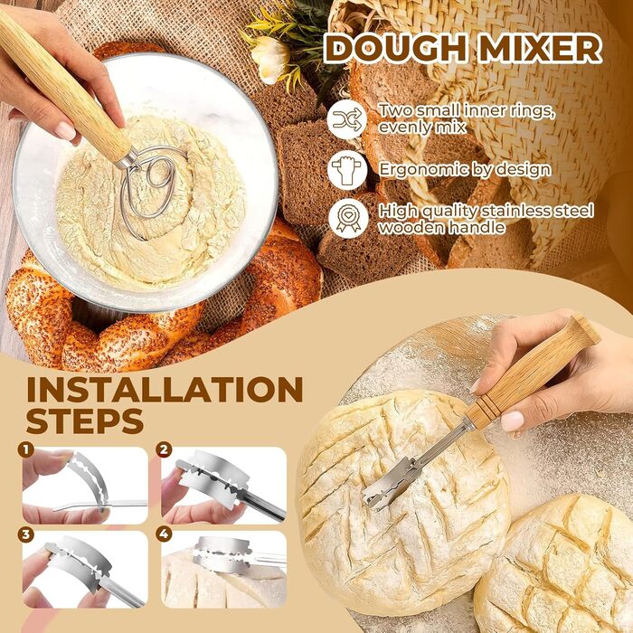 Набір для випікання хліба: 32 предмети, корзини для бродіння, склянка для закваски 730мл, аксесуари для випікання, для початківців та професіоналів