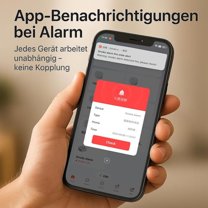 Пожежні сповіщувачі для дому та офісу з фотоелектричним датчиком на 10 років, оптичний димовий сповіщувач, 5 років, працює від батарейки, 2 шт.