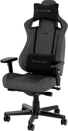 Крісло ігрове Noblechairs Epic Compact TX, ергономічне, сіре, з підтримкою голови та попереку, для тіла до 120 кг, дихаюча тканина