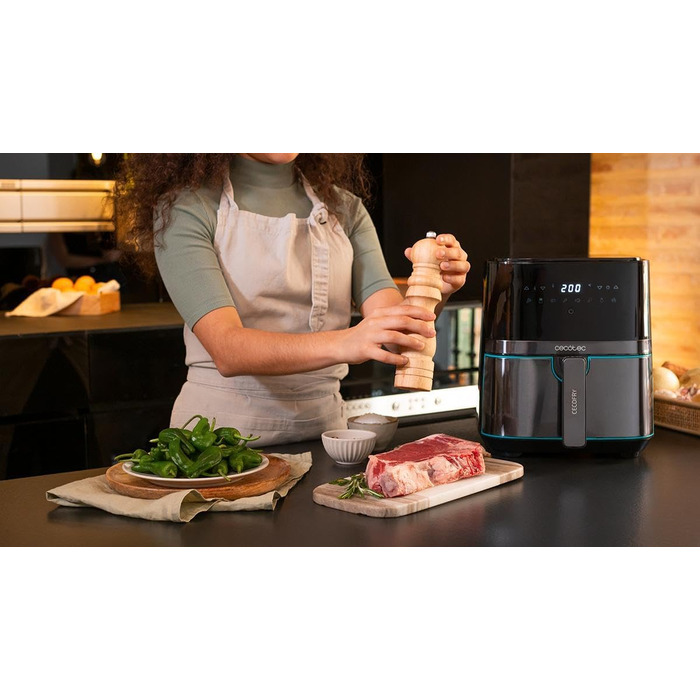 Фритюрниця без олії Cecotec Cecofry Full InoxBlack Pro 5500, 5.5 л, 1700 Вт, 8 режимів, PerfectCook, LED-дисплей