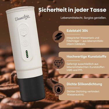 Портативна кавомашина BeanzTrip H02 PRO з акумулятором: 2 в 1 для еспресо та кави, сумісна з капсулами та меленою кавою, 20 Bar, USB-C, для подорожей, кемпінгу та автодому