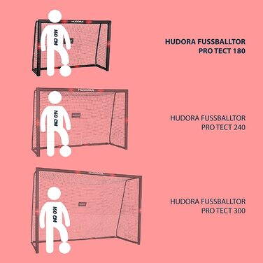 Футбольні ворота HUDORA Pro Tect для дітей і дорослих 240x160 см червоно-чорні