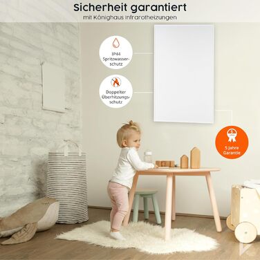 Інфрачервовий обігрівач Könighaus Standgerät 600 Вт - Економний, з термостатом та підставкою - мобільний, з акриловим малюнком