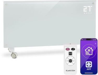 Електричний конвектор Klarstein Bornholm Smart: мобільний, тихий, з термостатом та керуванням через додаток (2000 Вт, білий)