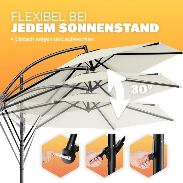 Cantilever Parasol Alu Cream Ø300см Захист від ультрафіолету 80+