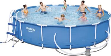 Каркасний басейн Bestway Steel Pro, набір з фільтруючим насосом та аксесуарами, 457 x 122 см, (427x84 см, синій)