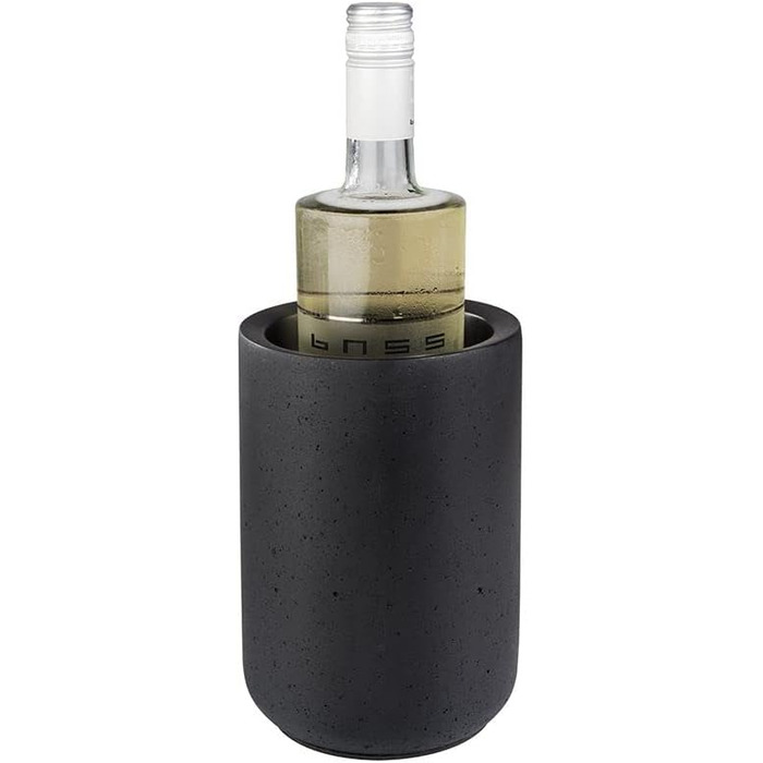 Охолоджувач для бетонних пляшок APS ELEMENT - з зручною для меблів нижньою стороною - для пляшок 0,7-1,5 л - Ø 12/10 см, висота 19 см, чорний бетон чорний гладкий одинарний