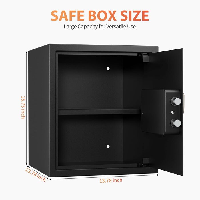 KABISAFE Сейф для дому та офісу з цифровим замком, 44L. Сейф для грошей, документів, прикрас. Світлодіодне підсвічування, ключ.