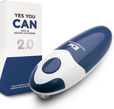 Електричний відкривач банок Kitchen Mama 2.0: Автоматичний, бездротовий, з гладкою кромкою, безпечний (Морський колір)