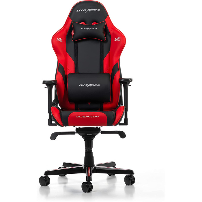 Ігрове крісло DXRacer Gladiator G001, шкірозамінник, чорно-червоне, до 200 см