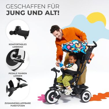 Триколісний велосипед Kinderkraft ASTON для дітей від 9 місяців до 25 кг, з батьківською ручкою, поворотним сидінням, дашком від сонця, кошиком та тримачем для напоїв, зелений