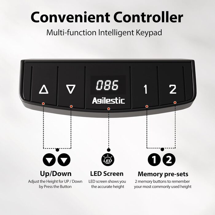 Стіл Agilestic Electric з регулюванням висоти з керуванням пам'яттю, ергономічний, 160x60 см, світло-коричневий