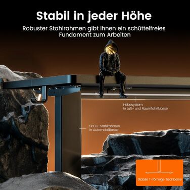 Електричний регульований стіл ErGear 160x80 см, з пам'яттю та з'єднувальною пластиною - для дому та офісу