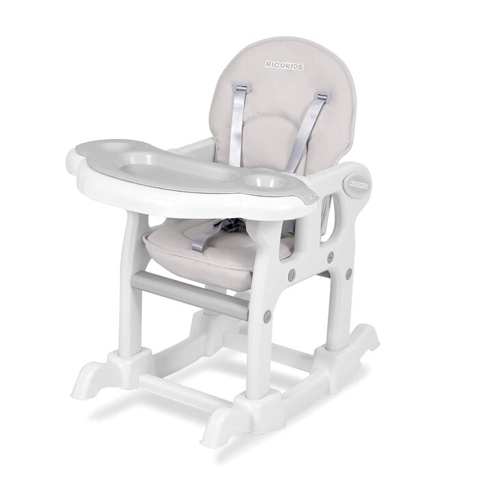 Дитячий стільчик Ricokids Sinco 5в1 - регульований, з функцією гойдання та нахилом спинки (сірий)