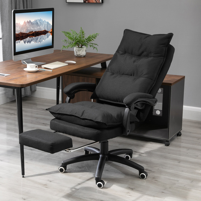 Vinsetto Office Chair with Massage Function, Ergonomic Desk Chair with Recline and Swivel Features, and Footrest, Black