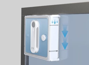 Робот для миття вікон Hutt з пультом дистанційного керування | 2-фазне розпилення та сила всмоктування 3800Pa | 80 мл бак, розпізнавання країв | Для скла, плитки, дзеркал (4 серветки для миття, мотузка безпеки в комплекті)