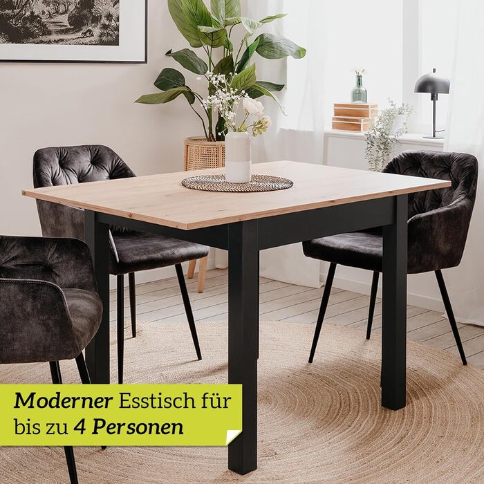 Розсувний обідній стіл Smart 80x80 см, Asteiche, для кухні, розтягується до 120 см, з висувною платформою, на 6 осіб