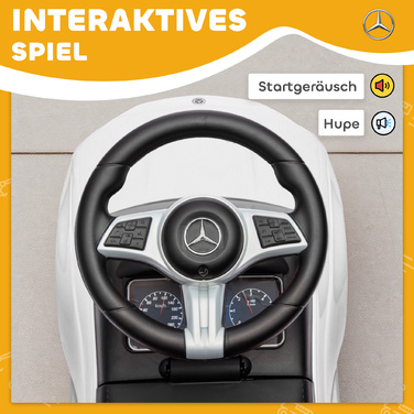 Дитячий електромобіль Mercedes-Benz C-Class з клаксоном, звуками двигуна, місцем для зберігання речей, для дітей 18-36 місяців, білий