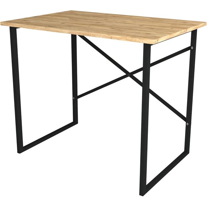 Письмовий стіл Tjeldsund Комп'ютерний стіл Офісний стіл 75 x 90 x 60 см Робочий стіл Стіл для ноутбука з металевим каркасом (дуб)
