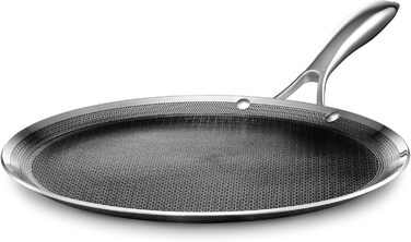 HexClad 30 см гібридна сковорода-гриль з нержавіючої сталі з ручкою Stay-Cool, без PFOA, придатна для миття в посудомийній машині та духовці, з антипригарним покриттям, сумісна з індукційними, керамічними, електричними та газовими плитами