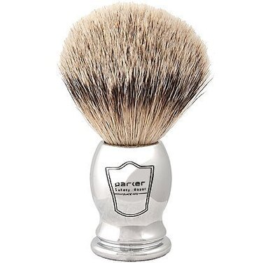 Щітка для гоління Parker Safe Razor 100 Silvertip Badger Bristle (хромована ручка) і безкоштовна щітка для гоління Підставка для гоління