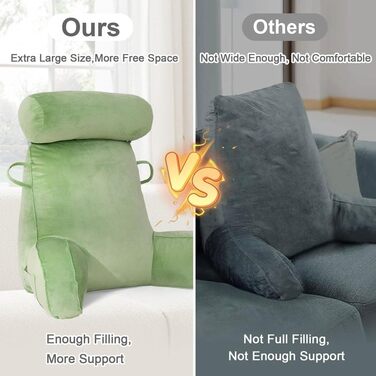 Крісло-подушка для читання Mingfuxin для ліжка, дивану, підлоги. З підголовником та підтримкою спини. Зелене