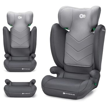 Дитяче автокрісло Kinderkraft i-Spark i-Size, Група 2/3, 100-150 см, від 3.5 до 12 років, від 15 до 36 кг, Легке (4.5 кг), 3-точковий ремінь безпеки, Бічний захист, Чорний (Сірий)