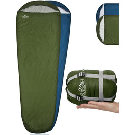 Ультралегкий спальний мішок Outdoro 800г - невеликий розмір упаковки - легкий, тонкий і теплий - Ідеальний літній спальний мішок, спальний мішок мумія для чоловіків, жінок, дорослих Зелений (блискавка праворуч)