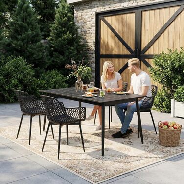 Набір садових стільців для відпочинку на терасі та балконі, чорний (8 шт.)