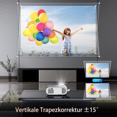 Mini-Beamer 10000 люменів, 1080P LED проектор, сумісний з TV Stick, X-Box, DVD, ноутбуком, смартфоном, Android, HDMI, USB, 5G WiFi, Bluetooth AND-Q2