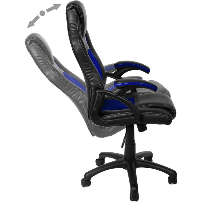 Ігровий крісло Panorama24 для геймерів та офісу, ергономічний, 9 кольорів, підйомний механізм, вантажопідйомність до 150 кг, сертифікат TÜV (Блакитний)