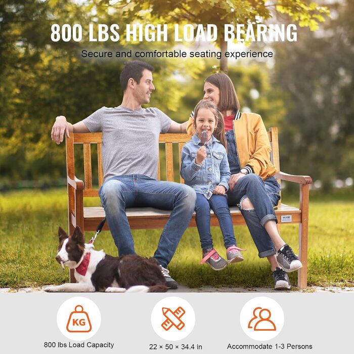 Металева лавка VEVOR для саду, тераси, парку – міцна, на 3 особи, з підлокітниками та спинкою, 127 см, вінтажний дизайн