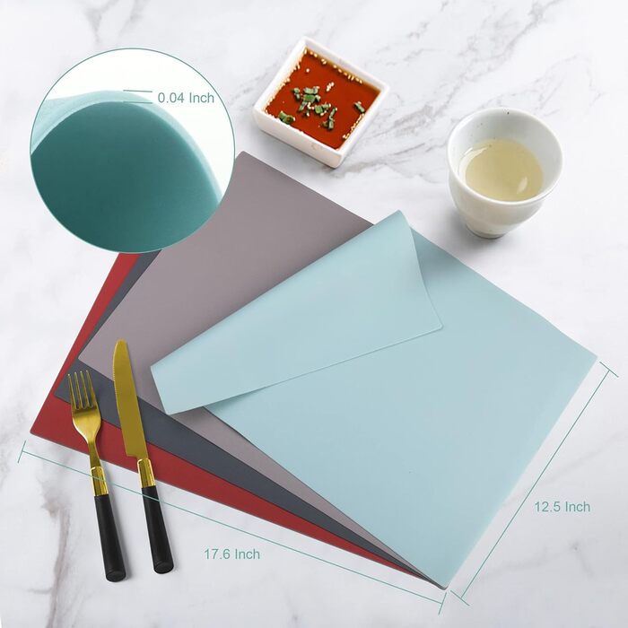 Силіконові серветки на стіл, овальні серветки для обіднього столу, набір 4 шт, неслизькі, водонепроникні, термостійкі, килимки для тераси (темно-сірий)