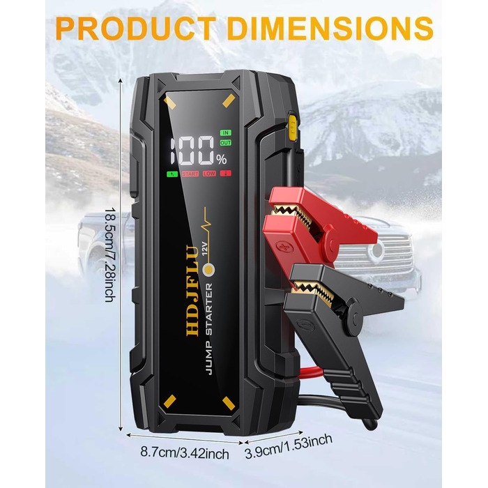 Powerbank Starthilfe 3000A UltraSafe: пусковий пристрій для автомобіля з LED-ліхтариком (7.0L бензин, 5.5L дизель)