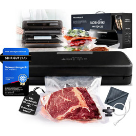 Вакууматор для продуктів BACHWERKE: вакуумний пакувальник з шириною шва 32 см, набором пакетів та рулоном плівки, чорний