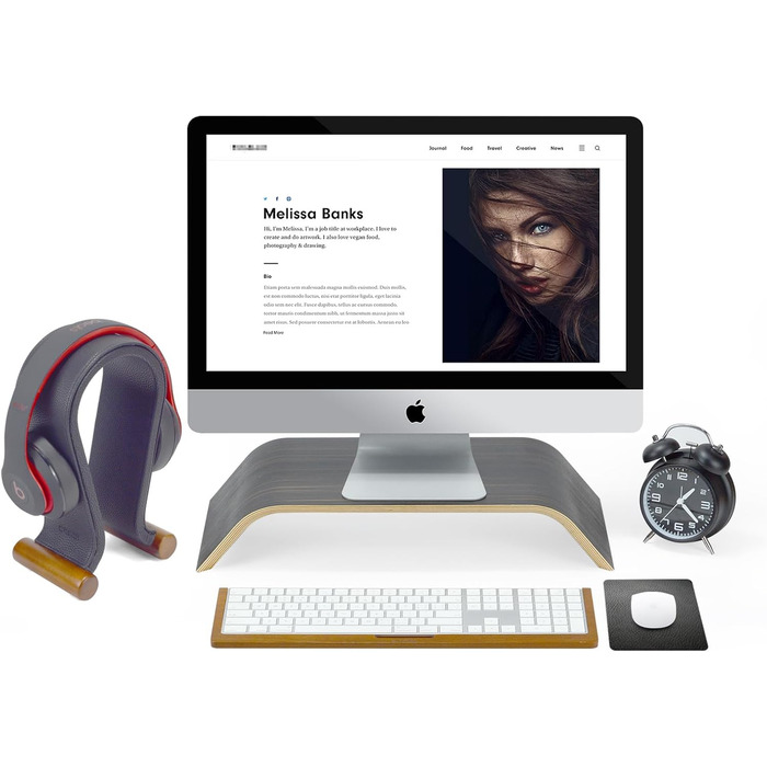 Підставка для навушників SAMDI з дерева та шкіри, універсальна, для геймінгу, дому, офісу (чорний)