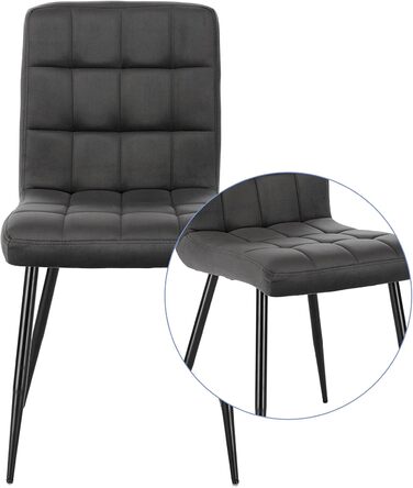 Набір з 6 обідніх стільців Lestarain - м'який стілець з велюру, металеві ніжки, сірий (40x40x86 см)