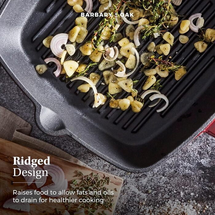 Сковорода-гриль Barbary & Oak BO800256GRN з емальованим покриттям, зелений, 26 см