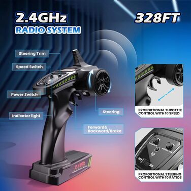 Радіокерований автомобіль DEERC 1:10 4WD 60+ км/год, безщітковий, для дорослих, позашляховик, 40+ хв роботи, подарунок хлопчику (210E)