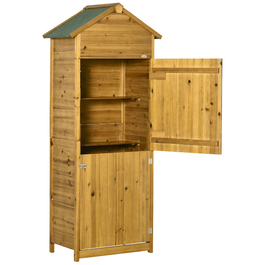 Outsunny Garden сарай з натурального дерева, садова шафа, садова шафа, садовий сарай, сарай для інструментів, 2 полиці, стійкий до погодних умов, 2 двері, 79 x 49 x 191.5см | Аосом