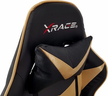 Ігрове крісло xRace з поперековою підтримкою регульоване золотисте