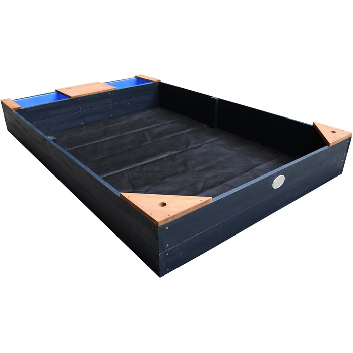 Дерев'яний пісочниця AXI Kelly з лавкою, куточком для сидіння та контейнерами, 180x115 см (Антрацит, Коричневий)